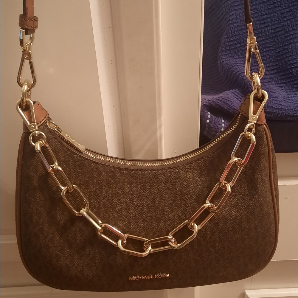 Michael Kors Dark Brown Bag with Gold Chain